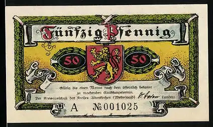 Notgeld Altenkirchen 1921, 50 Pfennig, Stadtwappen