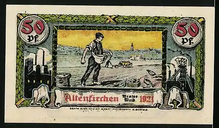 Notgeld Altenkirchen 1921, 50 Pfennig, Stadtwappen