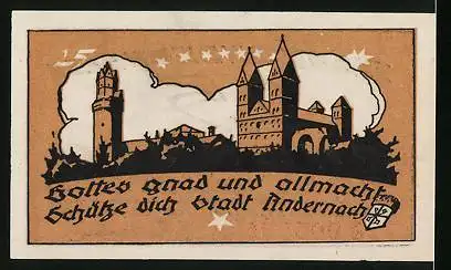 Notgeld Andernach 1920, 25 Pfennig, Blick zur Burg