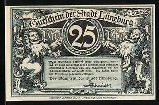 Notgeld Lüneburg, 25 Pfennig, Schütting und Sülfmeisterbrunnen