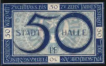 Notgeld Halle 1920, 50 Pfennig, Ornament mit Stern