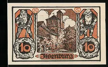 Notgeld Ilsenburg 1921, 10 Pfennig, Burg mit Zwergen