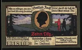 Notgeld Schierke i. Harz 1921, Goethe, Felsen zu ersteigen..., Goethe`s Faust, I. Teil
