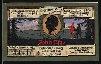 Notgeld Schierke i. Harz, Goethe, Frühling weht schon in den Birken..., Goethe`s Faust, I. Teil
