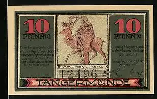 Notgeld Tangermünde 1921, 10 Pfennig, Jungfer Lorenz
