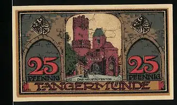 Notgeld Tangermünde 1921, 25 Pfennig, Das Neustädter Tor