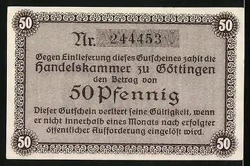 Notgeld Göttingen 1917, 50 Pfennig, Gutschein