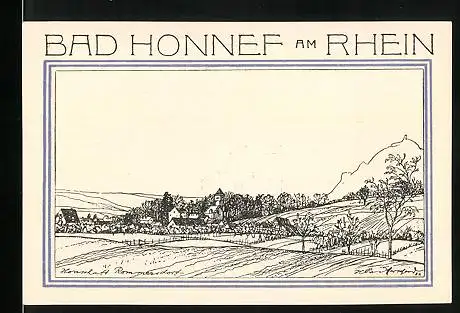 Notgeld Bad Honnef am Rhein 1921, 50 Pfennig, Ortspartie, Wappen