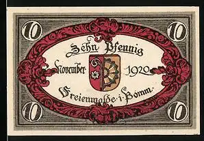 Notgeld Freienwalde i. Pomm. 1920, 10 Pfennig, Stadtwappen