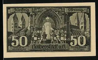 Notgeld Halberstadt a. Harz 1921, 50 Pfennig, Buko von Halberstadt, Kirche