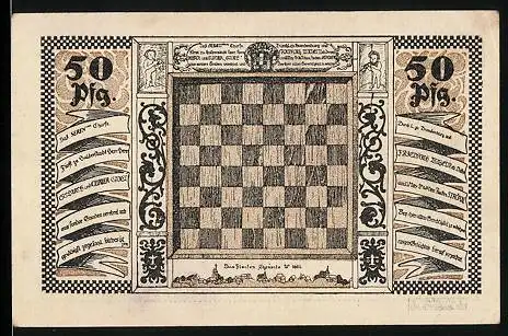 Notgeld Stroebeck 1921, 50 Pfennig, Schachbrett
