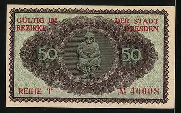 Notgeld Dresden 1921, 50 Pfennig, Stadtwappen