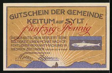 Notgeld Keitum a. Sylt 1920, 50 Pfennig, Reetdachhaus