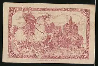 Notgeld Limburg a. d. Lahn 1918, 10 Pfennig, Krieger erlegt einen Drachen