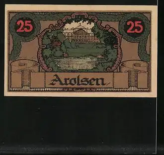 Notgeld Arolsen 1921, 25 Pfennig, Stadtwappen