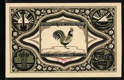 Notgeld Langelohe 1922, 25 Pfennig, Hahn mit Federpracht