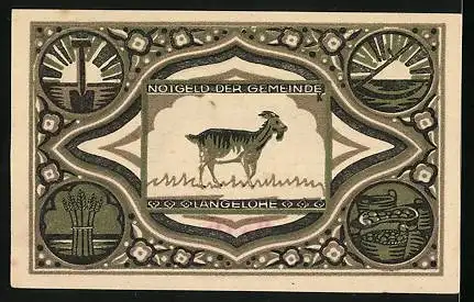 Notgeld Langelohe 1922, 50 Pfennig, Ziege auf der Wiese