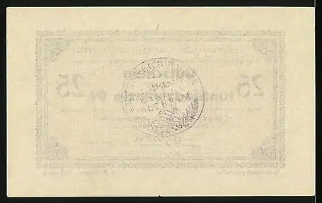 Notgeld Langenaltheim 1917, 25 Pfennig, Unterschrift des Bürgermeisters Pfister