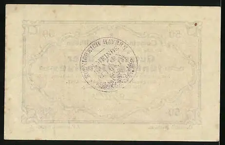 Notgeld Langenaltheim 1917, 50 Pfennig, Bürgermeister Pfister Unterschrift