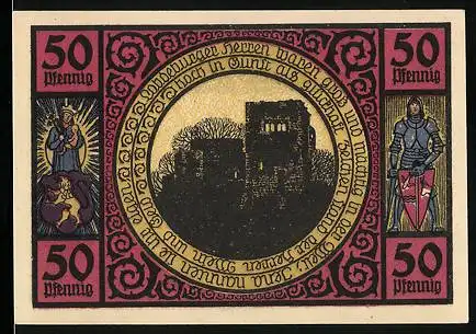 Notgeld Lobeda 1921, 50 Pfennig, Eine Brücke über der Saale