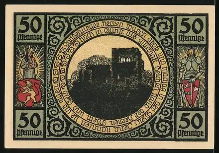 Notgeld Lobeda 1921, 50 Pfennig, Mädchen nahe des Rathauses