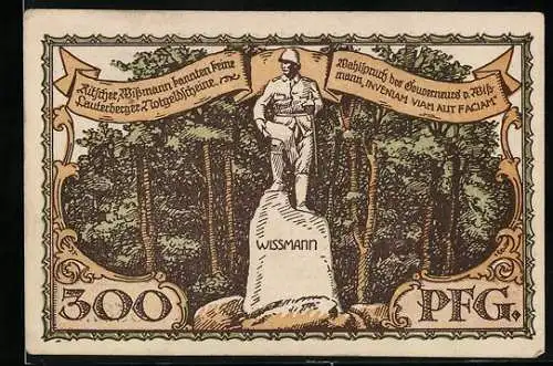 Notgeld Bad Lauterberg i. Harz 1921, 300 Pfennig, Ritscher- und Wissmann-Denkmal