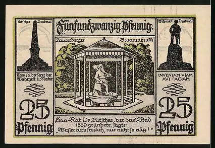 Notgeld Bad Lauterberg i. Harz 1921, 25 Pfennig, Die Lauterberger Brunnenquelle