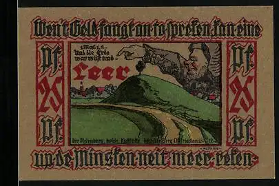 Notgeld Leer /Ostfriesland 1921, 25 Pfennig, Plytenberg und Frau in Tracht um 1500