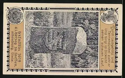 Notgeld Lehesten 1921, 50 Pfennig, Wappenstein HzSaltin 1619