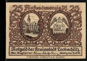 Notgeld Leobschütz 1922, 25 Pfennig, Schlacht vor der Stadt anno domini 1438