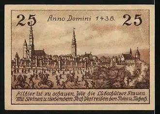 Notgeld Leobschütz 1922, 25 Pfennig, Schlacht vor der Stadt anno domini 1438