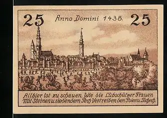 Notgeld Leobschütz 1922, 25 Pfennig, Schlacht um die Stadt 1438