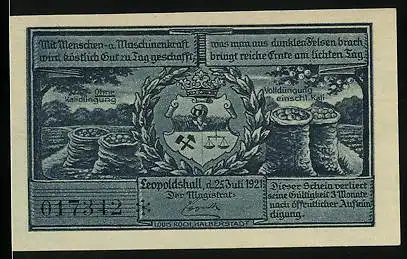 Notgeld Leopoldshall i. Anh. 1921, 75 Pfennig, Die Kali-Forschungsanstalt