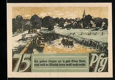 Notgeld Lesum 1921, 75 Pfennig, Gutschein für das Habenhus von Hein Tietjen
