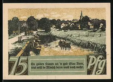 Notgeld Lesum 1921, 75 Pfennig, Gutschein für das Habenhus von Hein Tietjen