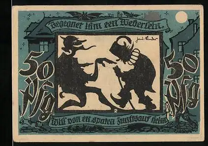 Notgeld Lichtenstein-Callnberg 1921, 50 Pfennig, Satanas begegnet einem Weber