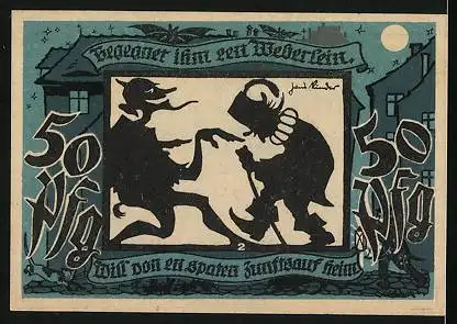 Notgeld Lichtenstein-Callnberg 1921, 50 Pfennig, Satan begegnet einem Weberlein
