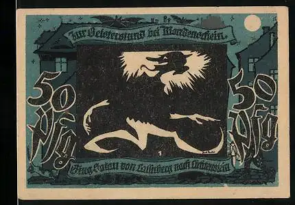 Notgeld Lichtenstein-Callnberg 1921, 50 Pfennig, Satan geht bei Mondschein nach Lichtenstein