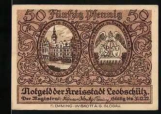 Notgeld Leobschütz 1922, 50 Pfennig, Die Siegel der deutschen Urkunde 1265