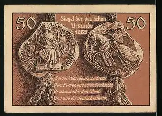 Notgeld Leobschütz 1922, 50 Pfennig, Die Siegel der deutschen Urkunde 1265