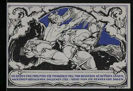 Notgeld Weimar 1921, 50 Pfennig, Menschen träumen von besseren Zeiten