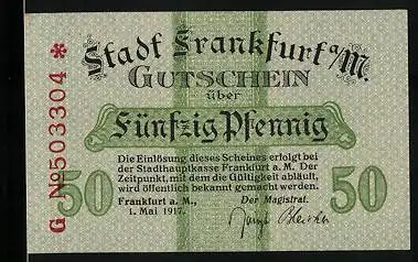 Notgeld Frankfurt a. M. 1917, 50 Pfennig, Das Stadtwappen