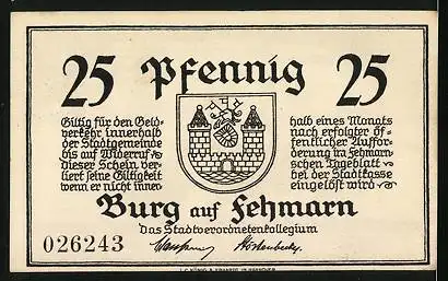 Notgeld Burg auf Fehmarn, 25 Pfennig, Die Nerthus-Sage