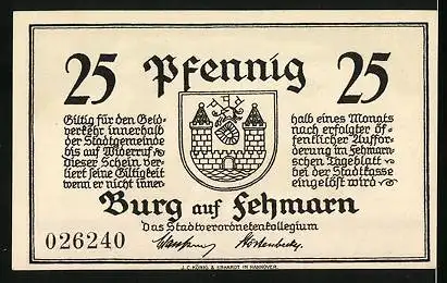 Notgeld Burg auf Fehmarn, 25 Pfennig, Darstellung der Nerthus-Sage