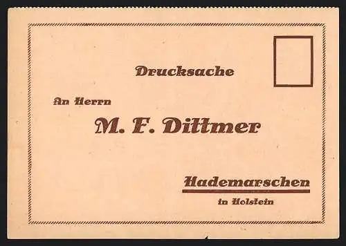 AK Hademarschen i. Holstein, M. F. Dittmer, Versand von holsteinischer Molkerei-Tafelbutter