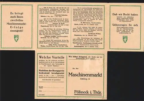 Klapp-AK Pössneck i. Thür., Maschinenmarkt, Reklame für Anzeigen 1921