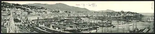 Klapp-AK Genova / Genua, Panorama des Hafens
