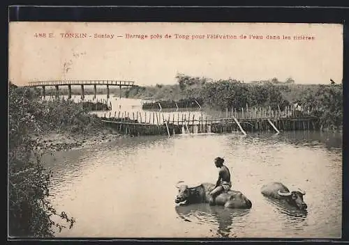 AK Sontay, Barrage pres de Tong pour l`elevation de l`eau dans les rizieres