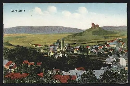 AK Gerolstein, Ortsansicht mit Burg
