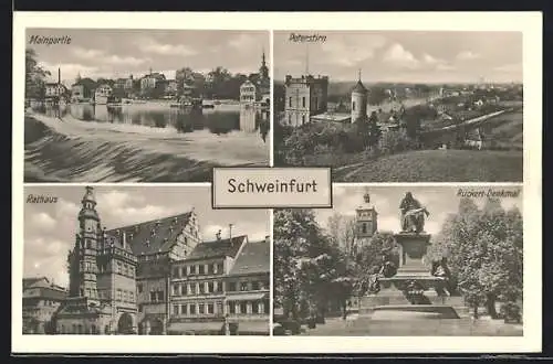 AK Schweinfurt, Mainpartie, Peterstirn, Rathaus